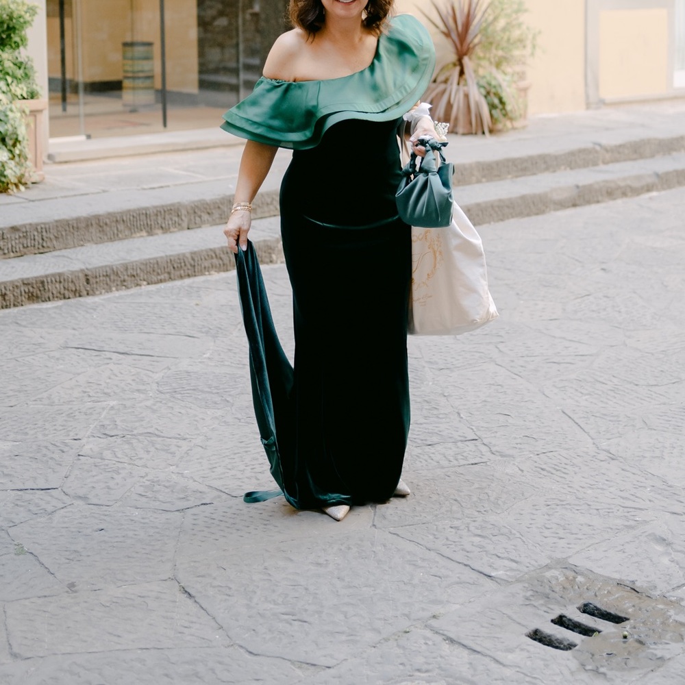 Custom Mother of The Bride Hunter Green Velvet Gown
